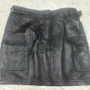 INC International Concepts Black Leather Mini Skirt